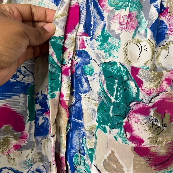 Alfred Dunner Blouse Vintage Long Sleeve Floral Popover Smocked Hem - Picture 8 of 11